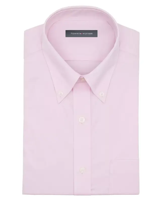 Мужская сорочка Regular Fit, не мнется, тянется — розовый однотонный - 1