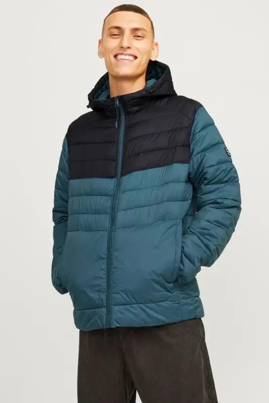 Мужская стеганая куртка с капюшоном - 12258441-Зеленый - JACK & JONES