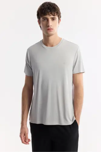 Мужская светло-серая футболка Soft Touch с круглым вырезом Regular Fit B001031 - 6
