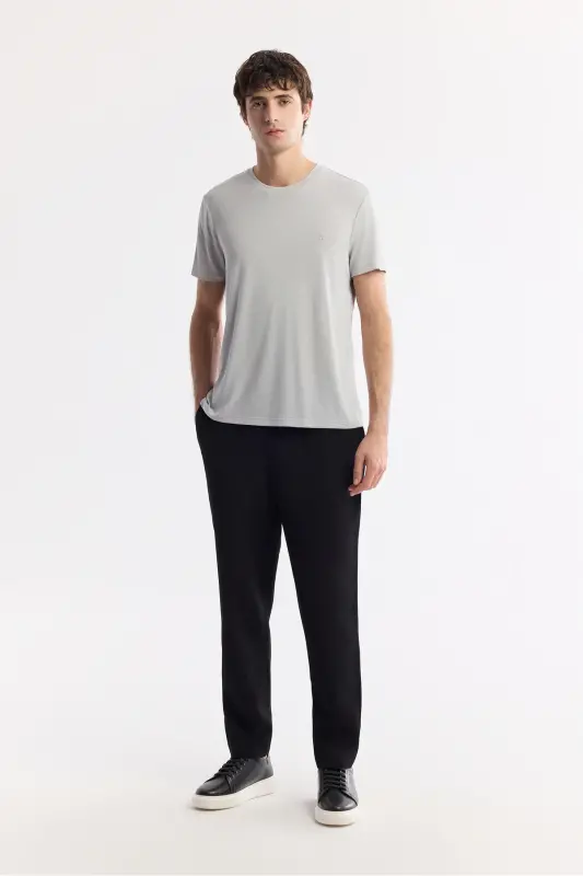 Мужская светло-серая футболка Soft Touch с круглым вырезом Regular Fit B001031 - 7