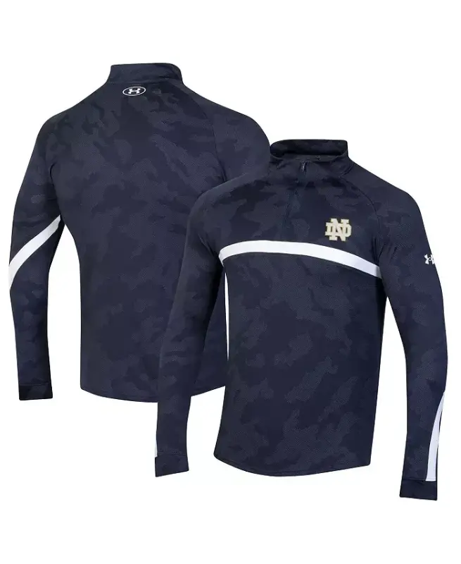 Мужская темно-синяя куртка Notre Dame Fighting Irish Gameday Camo Quarter-Zip - темно-синяя - UNDER ARMOUR