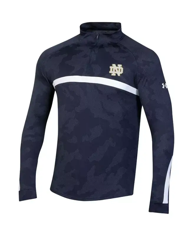 Мужская темно-синяя куртка Notre Dame Fighting Irish Gameday Camo Quarter-Zip - темно-синяя - 2