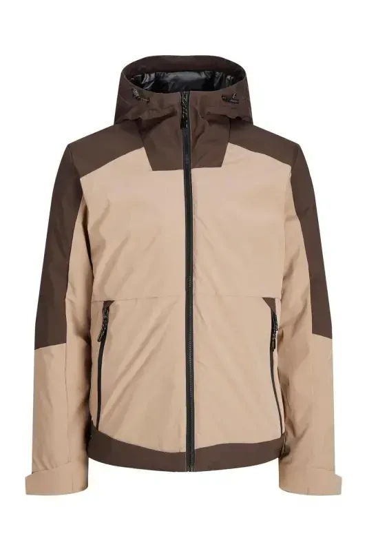 Мужская толстовка с капюшоном 12238978-Seal Brown - JACK & JONES