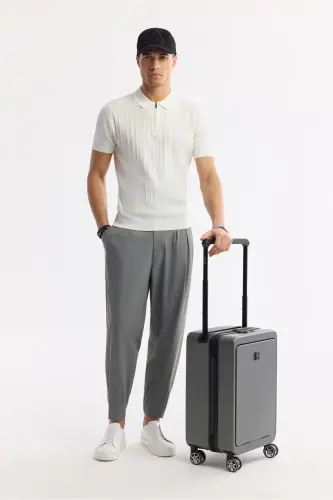 Мужская трикотажная футболка-поло из вискозы кремового цвета Regular Fit A51Y5046-Ekru - 8