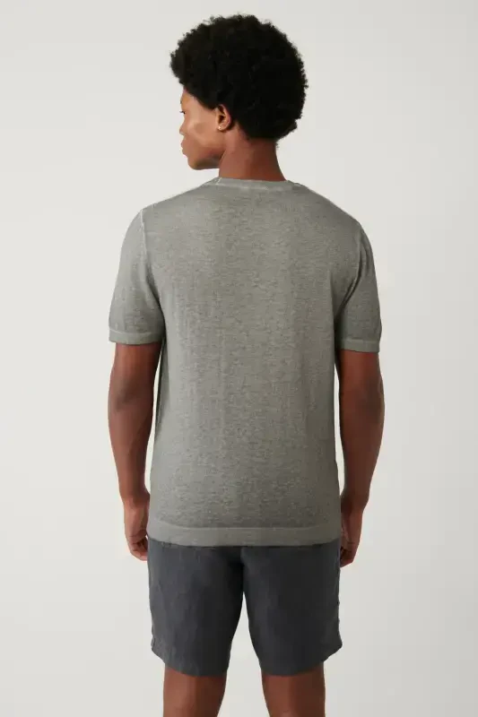 Мужская трикотажная футболка с воротником-поло антрацитового цвета с эффектом покраски Garment Dyed, Regular Fit A41y5074 - 4