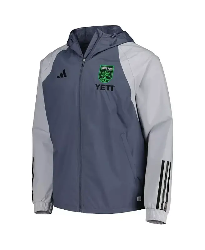 Мужская угольная куртка-худи на молнии Austin FC All-Weather Raglan - угольная - 2