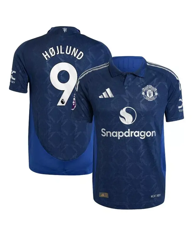 Мужская выездная подлинная игровая футболка Rasmus Hojlund Navy Manchester United 2024/25 - Navy - ADIDAS