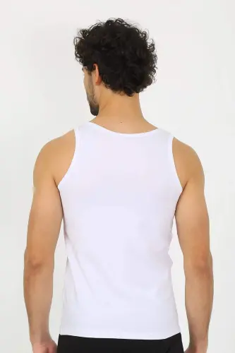 Мужская хлопковая белая майка 6566 - 2