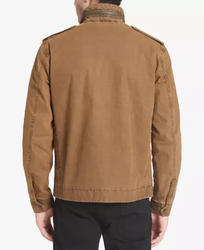 Мужская хлопковая куртка на молнии спереди - Worker Brown - 2