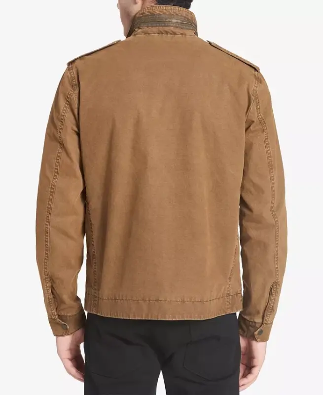 Мужская хлопковая куртка на молнии спереди - Worker Brown - 2