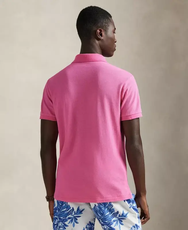 Мужская хлопковая облегающая рубашка поло Custom Slim Fit - Baja Pink - 2