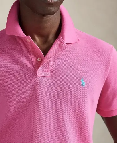 Мужская хлопковая облегающая рубашка поло Custom Slim Fit - Baja Pink - 3