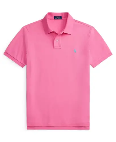 Мужская хлопковая облегающая рубашка поло Custom Slim Fit - Baja Pink - 5
