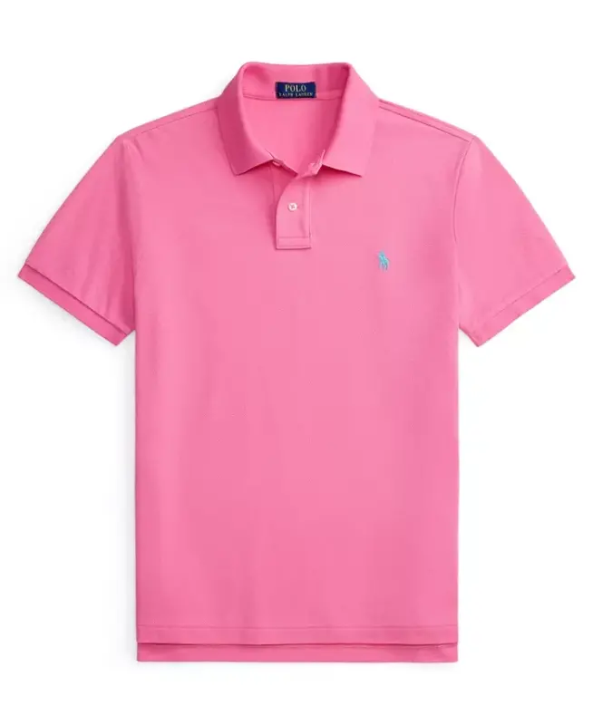 Мужская хлопковая облегающая рубашка поло Custom Slim Fit - Baja Pink - 5