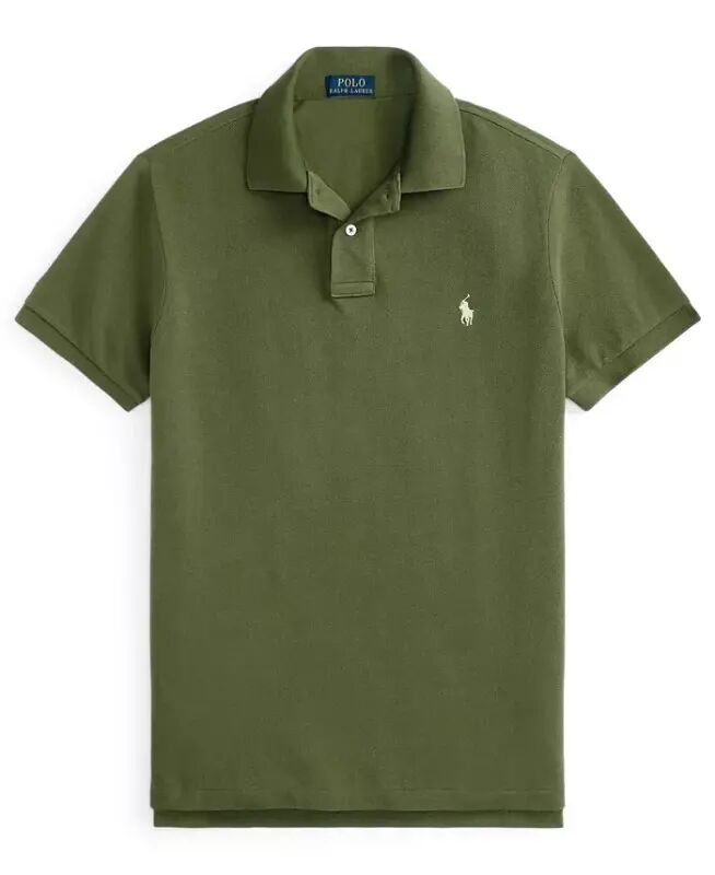 Men's Cotton Custom Slim Fit Mesh Polo Shirt - Supply Olive - 5