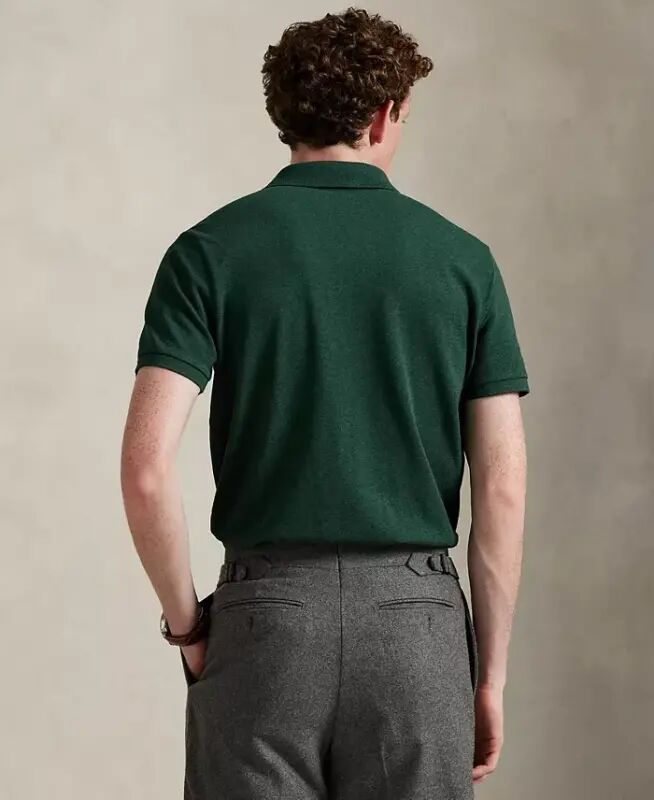 Men's Cotton Custom Slim Fit Mesh Polo Shirt - Supply Olive - 6
