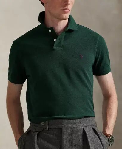Men's Cotton Custom Slim Fit Mesh Polo Shirt - Supply Olive - 7