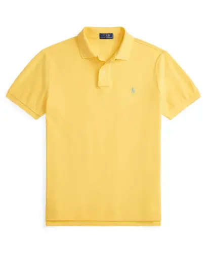 Мужская хлопковая облегающая рубашка поло Custom Slim Fit - Желтый солнечный рыбак - 5
