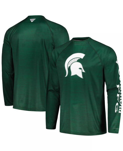 Мужская зеленая футболка с длинным рукавом Michigan State Spartans PFG Terminal Tackle Omni-Shade Raglan зеленого цвета - 1