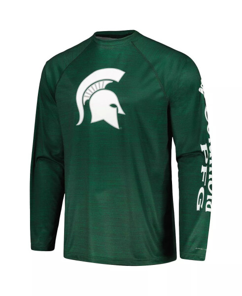 Мужская зеленая футболка с длинным рукавом Michigan State Spartans PFG Terminal Tackle Omni-Shade Raglan зеленого цвета - 2