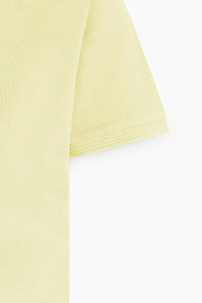 Мужская желтая slim fit футболка поло из 100% хлопка с короткими рукавами. - 7