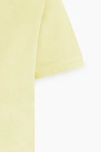 Мужская желтая slim fit футболка поло из 100% хлопка с короткими рукавами. - 7