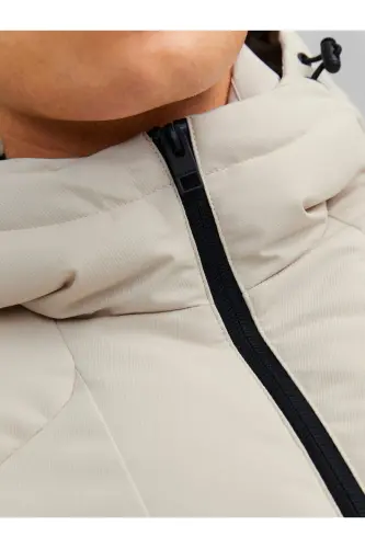 Мужская зимняя куртка оверсайз с капюшоном Jack&Jones Minimalist — Off White - 6