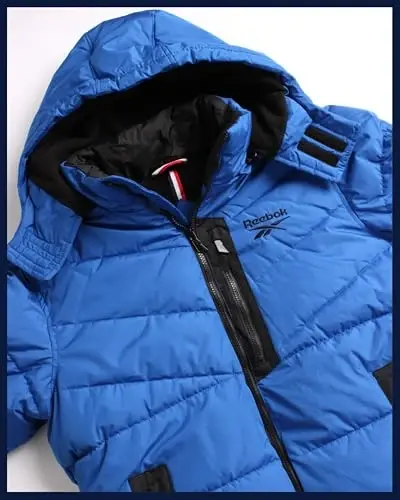 Мужская зимняя куртка Reebok — Толстое тяжелое лыжное зимнее пальто — Теплое утепленное стеганое пуховое пальто с капюшоном для мужчин - 6