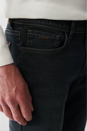 Мужские антрацитовые джинсы Berlin с эффектом потертости, стиранные, эластичные, узкие A32y3506 - 6