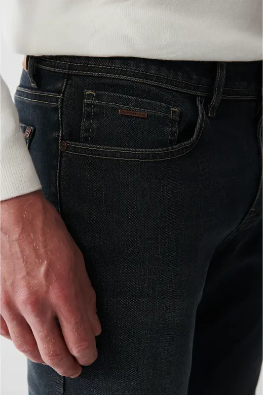 Мужские антрацитовые джинсы Berlin с эффектом потертости, стиранные, эластичные, узкие A32y3506 - 6