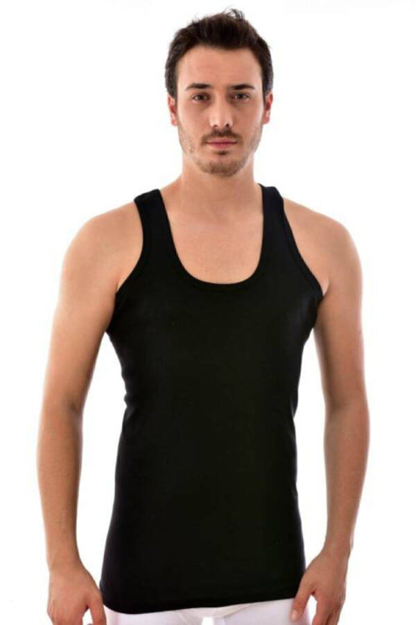 Мужские белые 6 штук хлопковые майки с бретельками 666 - 2