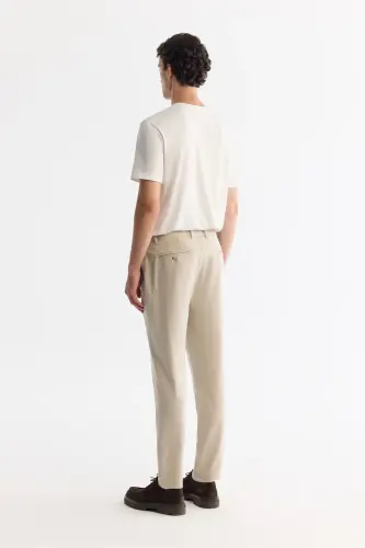 Мужские бежевые брюки чино Lamus Slim Fit с классической талией, мягкие на ощупь, узкие B003035 - 3