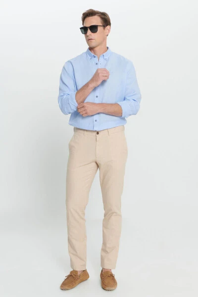 Мужские бежевые узкие брюки Slim Fit, 100% хлопок, боковые карманы - ALTINYILDIZ CLASSICS (1)