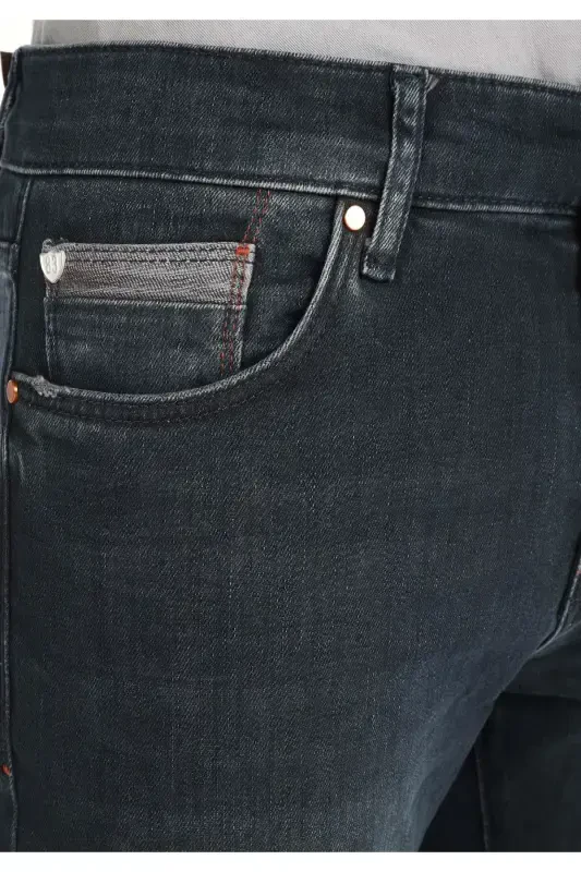 Мужские брюки 041 Danny Slim Fit, низкая посадка, прямой крой, темно-синий - 4