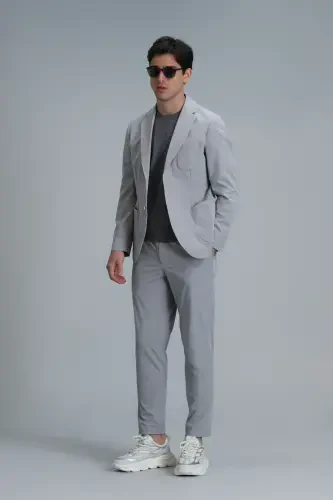 Мужские брюки чино Alex Smart Slim Fit светло-серые - 4