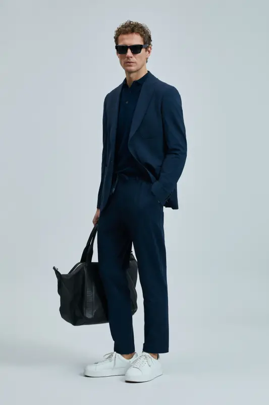 Мужские брюки чино Hunter Smart Slim Fit темно-синего цвета - 4