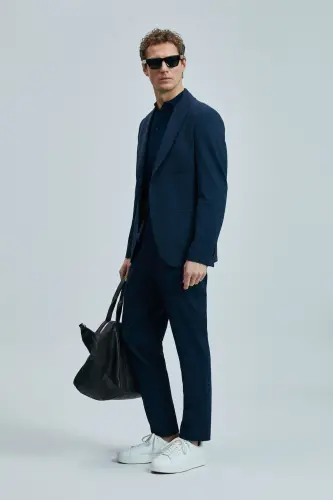 Мужские брюки чино Hunter Smart Slim Fit темно-синего цвета - 5