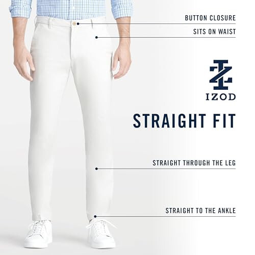 Мужские брюки чино IZOD Performance Stretch Straight Fit Flat Front - 6