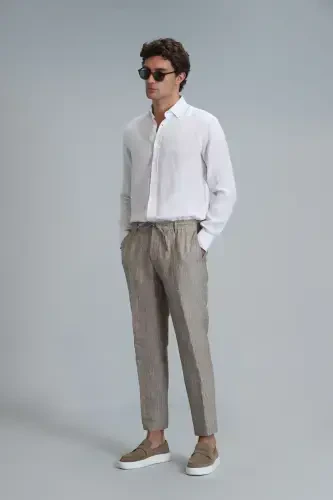 Мужские брюки чино Mario Smart Slim Fit Бежевый - 4