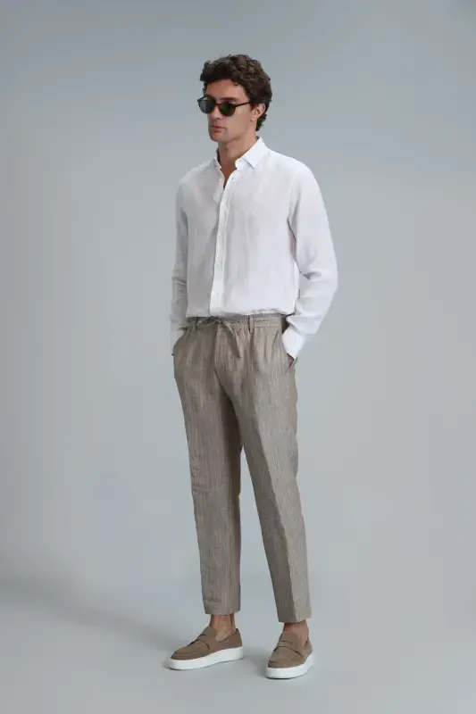 Мужские брюки чино Mario Smart Slim Fit Бежевый - 4