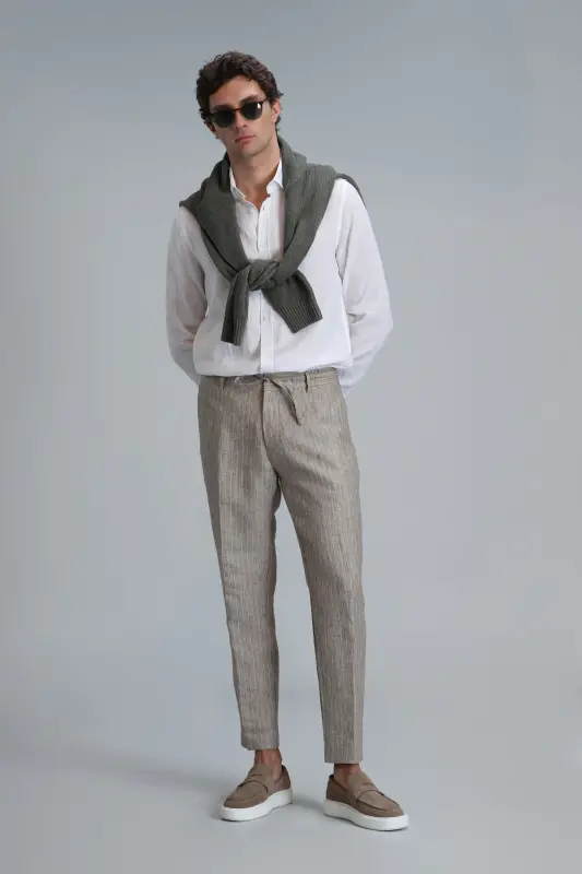 Мужские брюки чино Mario Smart Slim Fit Бежевый - 1