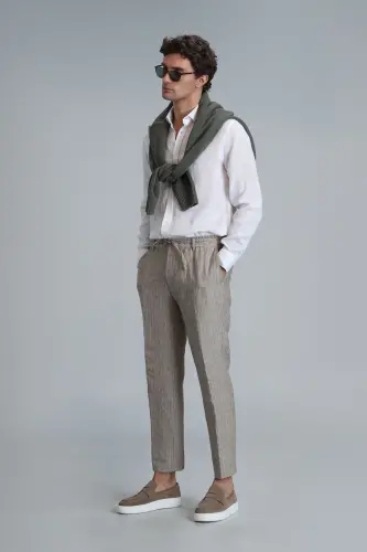 Мужские брюки чино Mario Smart Slim Fit Бежевый - 3