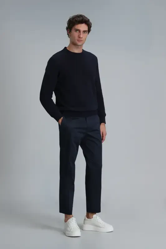 Мужские брюки чино Plus Smart Slim Fit темно-синего цвета - 3