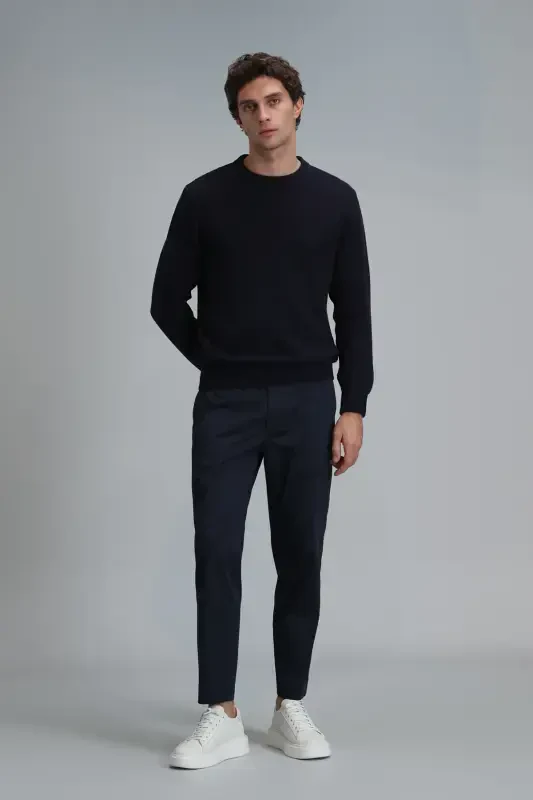 Мужские брюки чино Plus Smart Slim Fit темно-синего цвета - 4