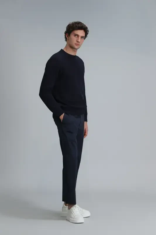 Мужские брюки чино Plus Smart Slim Fit темно-синего цвета - 5