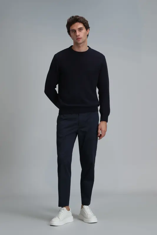 Мужские брюки чино Plus Smart Slim Fit темно-синего цвета - 4