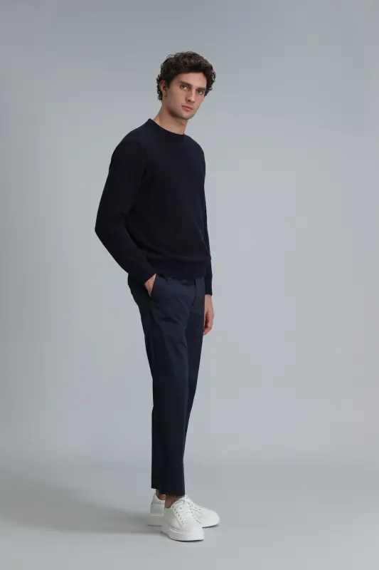 Мужские брюки чино Plus Smart Slim Fit темно-синего цвета - 5