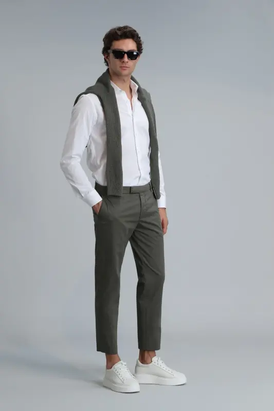 Мужские брюки чино Plus Smart Slim Fit Зеленый - 5