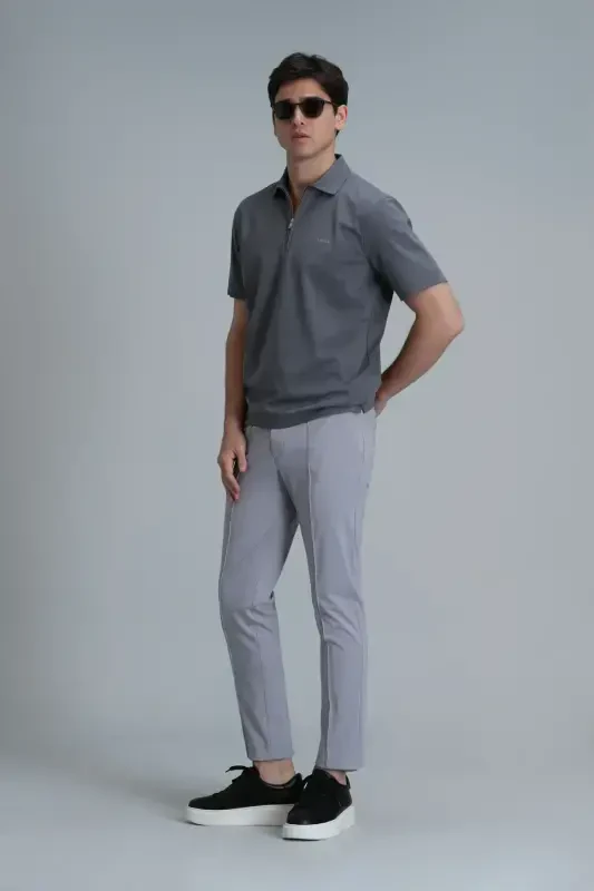 Мужские брюки чино Simon Smart Slim Fit Серые - 4