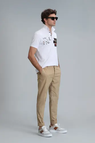 Мужские брюки чино Tom Smart Slim Fit Верблюжий - 5